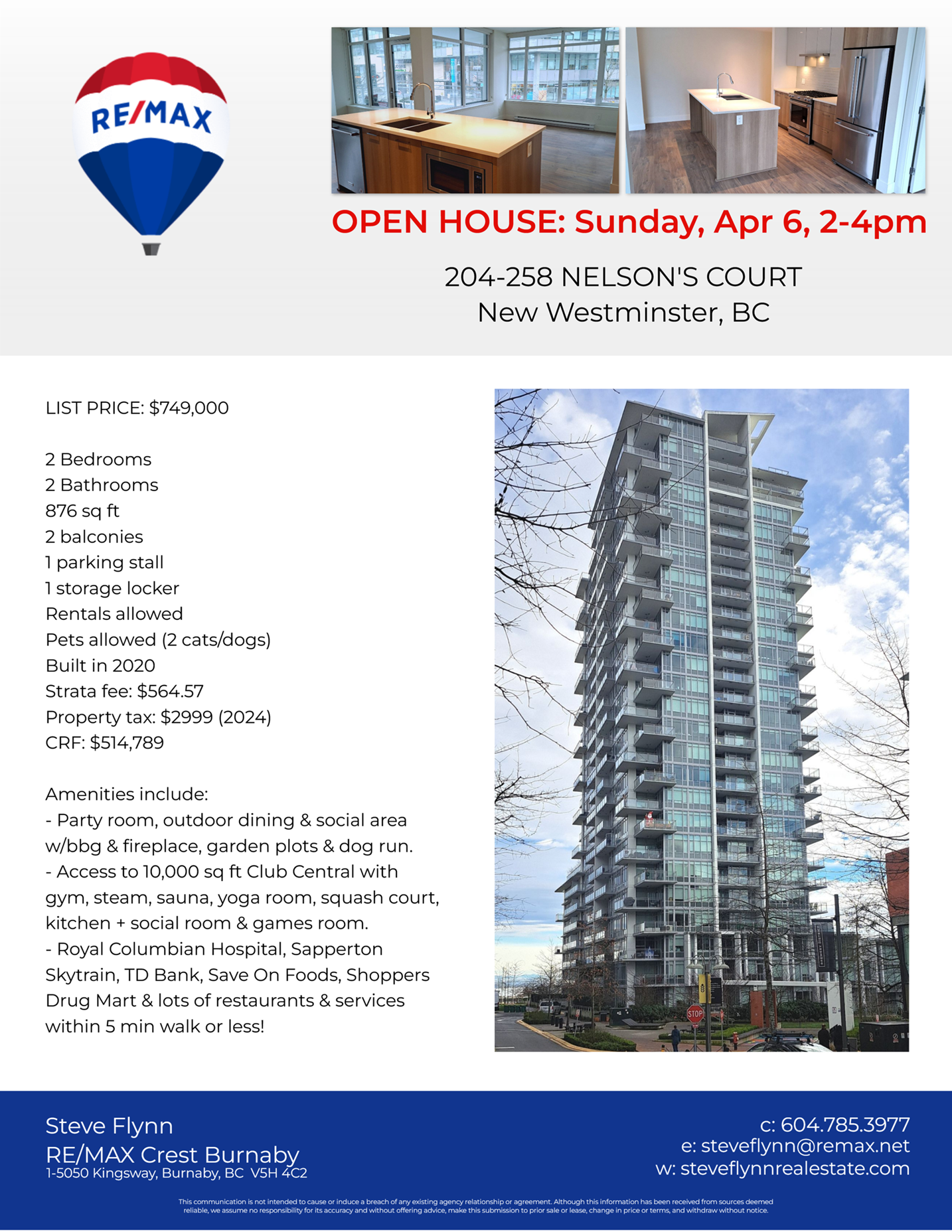 Open House today at 204-258 NELSON'S Court in New Westminster, 2:00PM - 4:00pm!